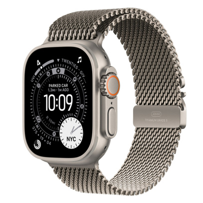 Apple Watch Ultra 3 (2025), 49 мм корпус из титана цвета «Natural», ремешок Titanium Milanese Loop размера M цвета «Natural»