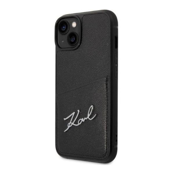 Чехол для iPhone 14 Karl Lagerfeld PU with Cardslot Signature logo Hard (KLHCP14SCSSK) Черный