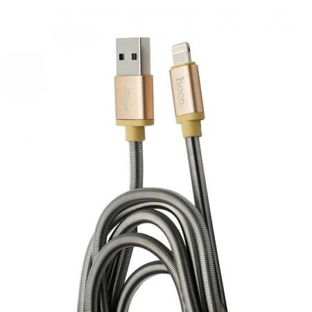 USB кабель hoco. Металлический 1,2 м разъем Lightning (U5) Золотой