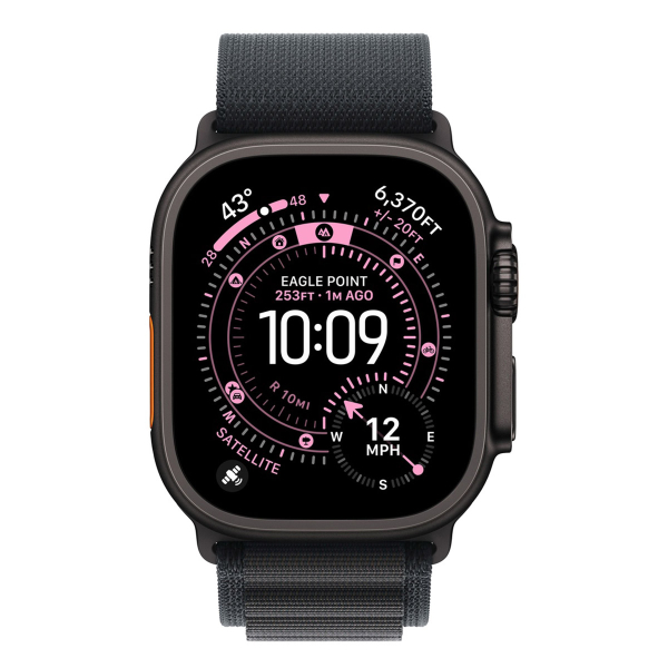 Apple Watch Ultra 3 (2025), 49 мм корпус из титана цвета «Black», ремешок Alpine Loop размера S цвета «Black»