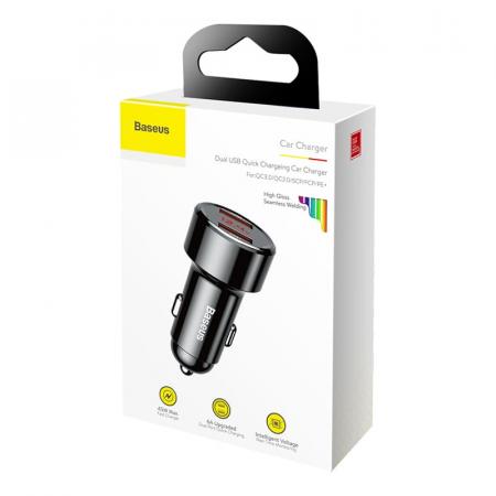 Автомобильное зарядное устройство Baseus 2 USB Quick Charger 45W (USB+USB) (CCMLC20A-01) Черный