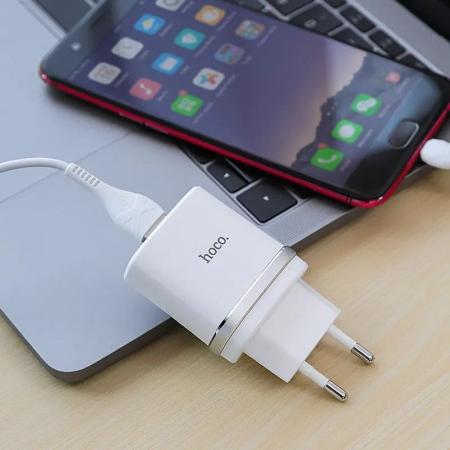 Зарядное устройство hoco. Smart QC3.0 Charger USB-A 18Вт (C12Q) Белый
