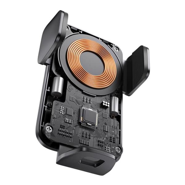 Автомобильный держатель с функцией беспроводной зарядки Baseus Wisdom Auto Alignment Car Mount Wireless Charger (QI 15W) Air Outlet Base (CGZX000001) Черный