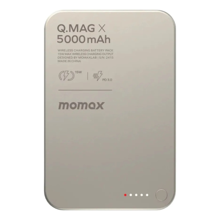 Внешний аккумулятор MOMAX 5000mAh Q.MAG X Ultra Slim Magnetic Wireless Battery Pack (IP116AL2) Титан