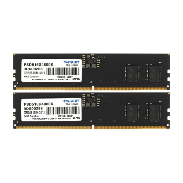 Оперативная память Patriot Signature PSD516G4800K DDR5 16GB 4800MHz CL40 DIMM 2x8 ECC
