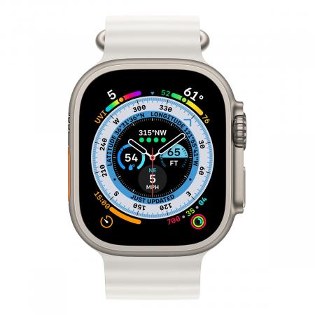Apple Watch Ultra, 49 мм корпус из титана цвета «Natural», ремешок Ocean Band цвета «White»