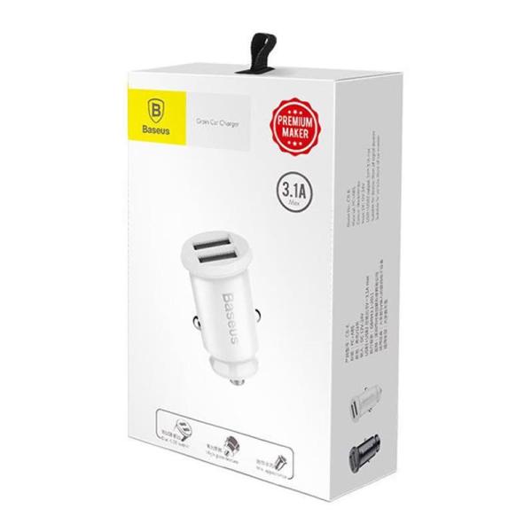 Автомобильное зарядное устройство Baseus 2 USB 3.1A Grain Car Charger (CCALL-ML02) Белый