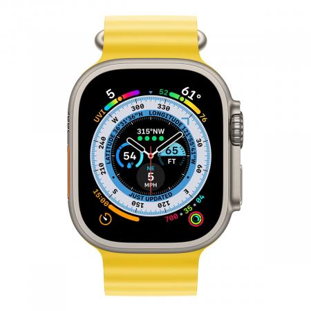 Apple Watch Ultra, 49 мм корпус из титана цвета «Natural», ремешок Ocean Band цвета «Yellow»