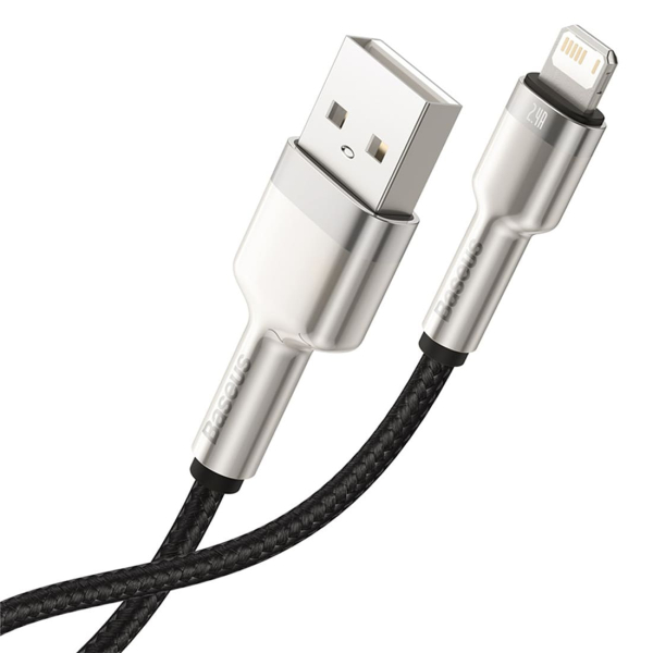 Кабель Baseus Cafule Series Metal Data Cable USB to iP 2,4A, 0,25 м (CALJK-01) Чёрный