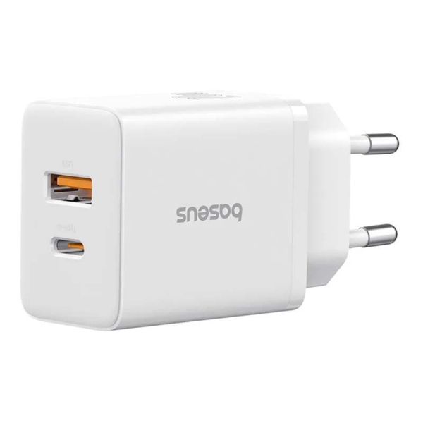 Зарядное устройство Baseus Cube Fast Charger USB-A + USB Type-C 20Вт EU Moon (P10111403213-00) Белый