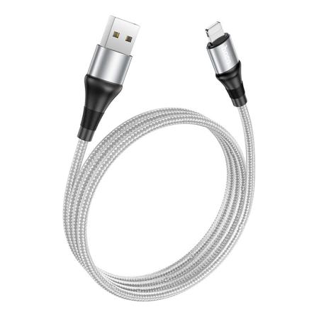 Подарок - Кабель hoco. USB – Lighting, 2.4A, 1 м (X50) Серый