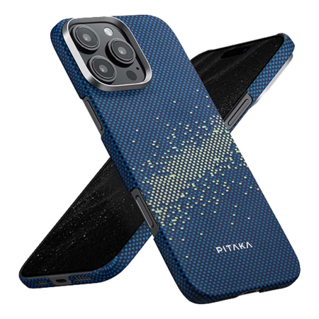 Арамидный чехол для iPhone 16 Pro Max с MagSafe Pitaka Moment StarPeak Ultra-Slim Case (KI1602PMYG) Синий