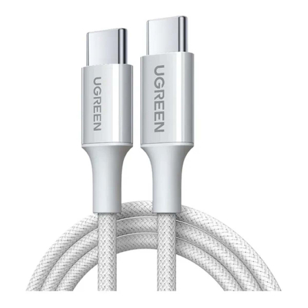 Кабель UGREEN L501 (35465) 60W Type-C - Type-C PD Fast Charging Braided Cable 3A Max 1м Titanium Color, серебристый