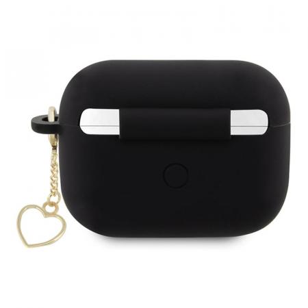 Чехол для AirPods Pro 2 Guess CG Mobile Silicone Script logo with Heart charm (GUAP2LSCHSK) Черный